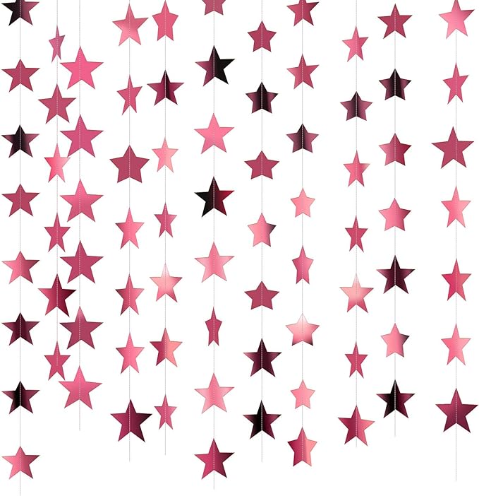 Patelai 130 ft Star Garland Banner Decor, Rose Pink by Patelai