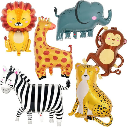 6 Pcs Safari Balloons, Jungle Safari Animals Foil Balloons, Giant Zoo Animal by YOTHORN
