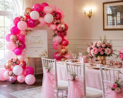Hot Pink Balloons 60 Pack – Pink Chrome Balloons, Rose Gold & White 12 Inch - Image 5