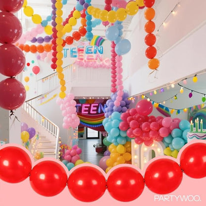 PartyWoo Rainbow Linking Balloons 100pcs 12 Inch Multicolor Link Balloons | - Image 3