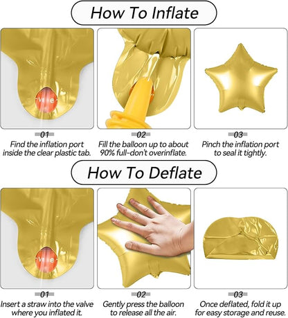 Gold Star Foil Balloons, 18 Inch Metallic Stars Balloon - Image 8