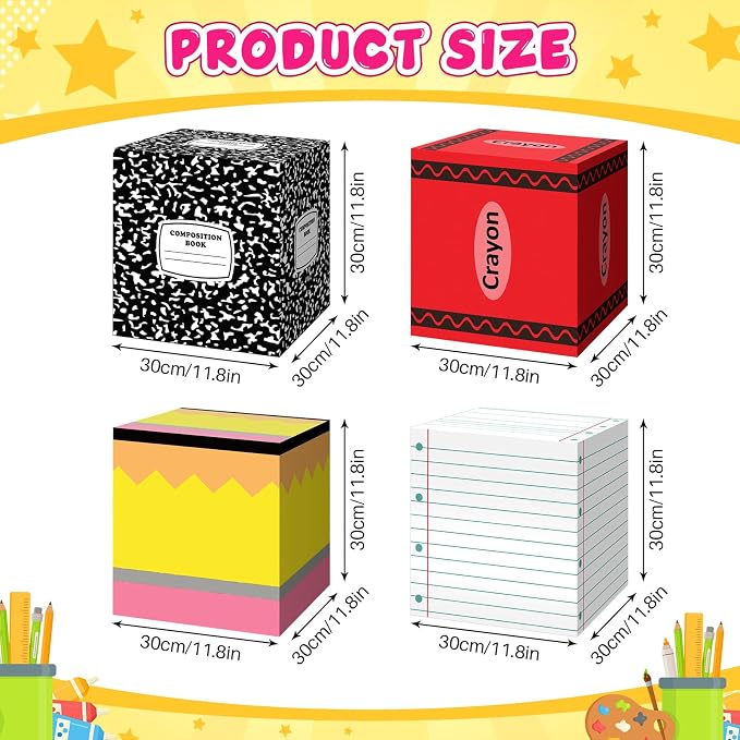 4 Pcs Back to School Balloon Box Decoration Sets Include Pencil Crayon Notebook - Image 2