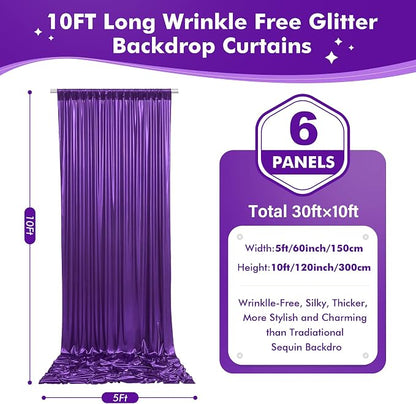 30ftx10ft Shimmer Purple Sequin Backdrop Curtain - Image 7
