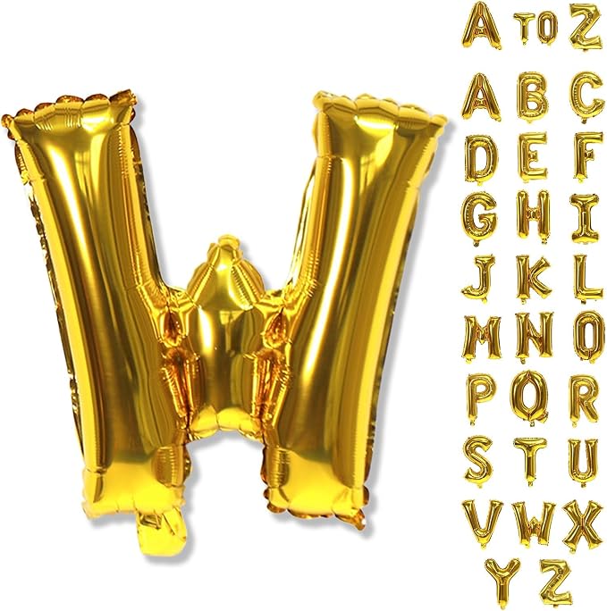 40 Inch Giant Alphabet W Customize Balloons, Large Self Inflating Gold Letter by Lingqiang