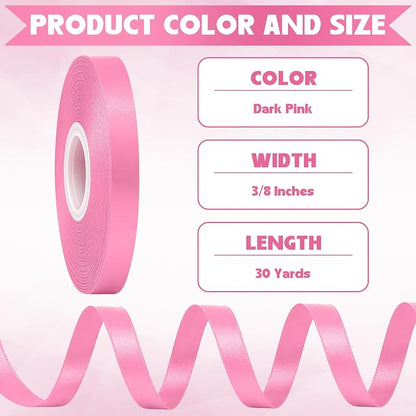 30Yards 3/8In Hot Pink Thin Ribbon - Image 2