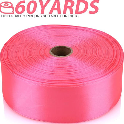 1-1/2 Inch 60 Yards Pink Solid Satin Ribbon - Image 2