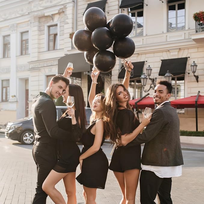 Black Balloons Party Decorations 100 Pack 12 inch Round Halloween Latex Balloons - Image 4