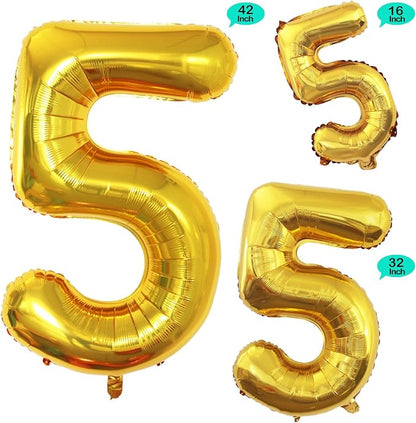 Gold Foil Balloons Number 5, Huge Number Balloons - Image 2