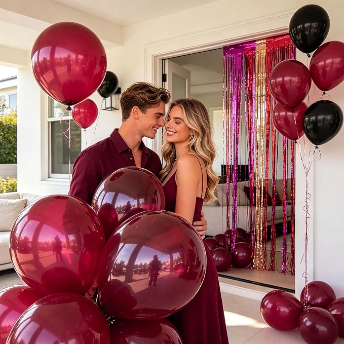 18 Inch Burgundy Balloons 12 Pack Big Thick Latex Dark Ruby Large Retro Wine - Image 7
