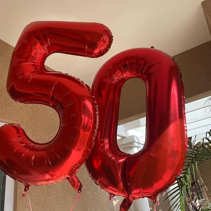 40 Inch Red Number 50 Balloons Giant 50 Balloons Red Birthday 50 Balloons 50 - Image 4