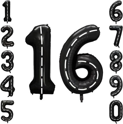 Black and White Stripes Number 16 Balloon 40 Inch, Road Finish Numeral | by Unknown