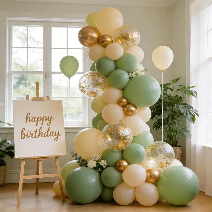 Sage Green and Gold Balloon Arch Kit 129 PCS | Boho Baby Shower Wedding Bridal - Image 5