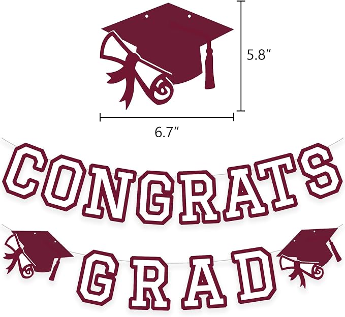 Congrats Grad Banner Graduation Party Banner Decoration Hanging Garland High - Image 2