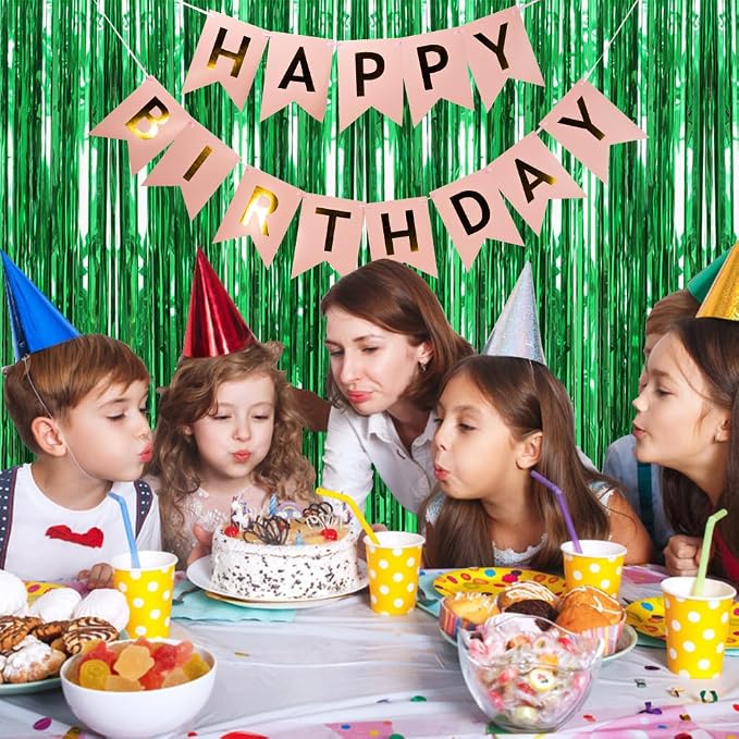 5 Pack Green Streamers Backdrop Jungle Party Decorations Foil Fringe Backdrop - Image 6