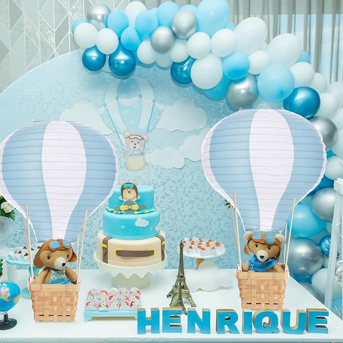 Meooeck 14 Sets Hot Air Balloon Tables Centerpieces, 11.8'' Paper Lantern Party - Image 4