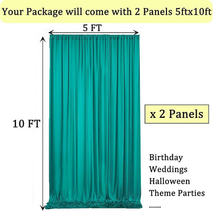 10ft x 10ft Wrinkle Free Turquoise Backdrop Curtains - Image 6
