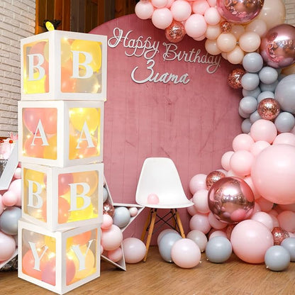 Sratte Balloon Box with Letters and Numbers Clear Blocks Boxes with LED Lights - Image 4