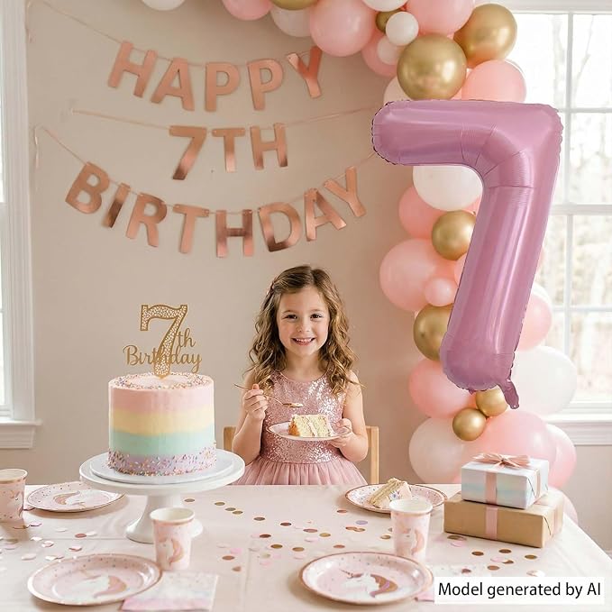 Pearlescent Pink Number 7 Balloon 40 Inch, Shiny Foil - Image 3