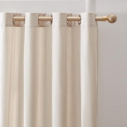 BULBUL Cream Curtains 120 inch Length- Set of 2 Living Room Ivory Velvet - Image 2