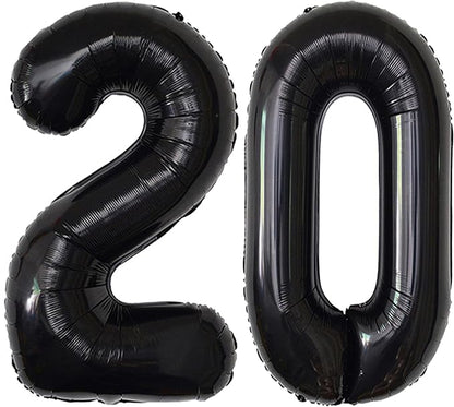 Jonhamwelbor 20 Number Balloons Black Big Giant Jumbo Big Large 20 Foil Mylar by Jonhamwelbor