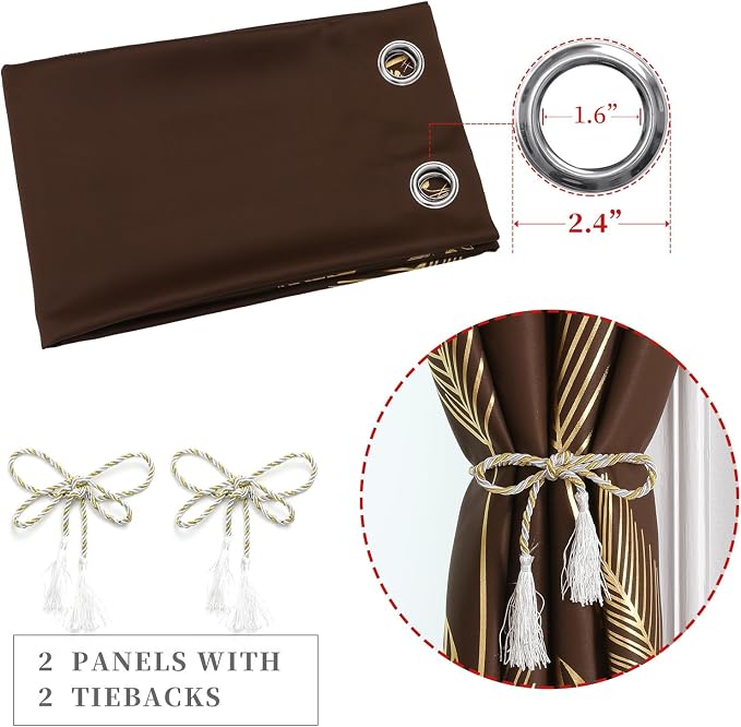 Brown Blackout Curtains for Living Room 102 Inches Long, Room Darkening Energy - Image 4