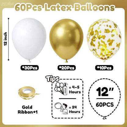 White Gold Balloons, Baby Shower, Anniversary, Graduation, Wedding Party - Image 2