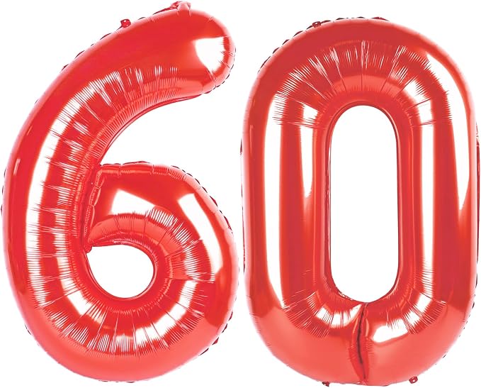 60 Balloon - Red Birthday Number Balloons, 40 Inch Decorations Men Women | Red by ALPHADELTAPI