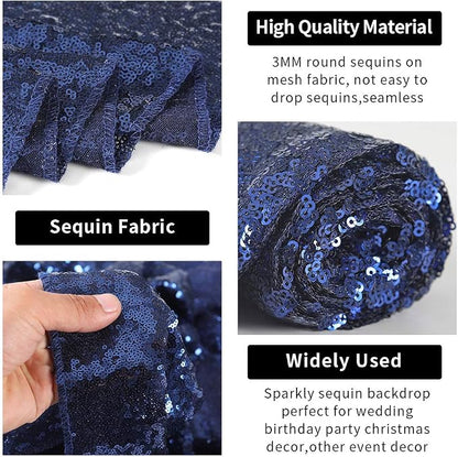Hahuho Navy Sequin Backdrop Curtain, Party Decoration（4 Panels, 2FT x 8FT - Image 5