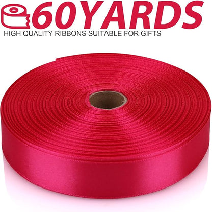 7/8 Inch 60 Yards Hot Pink Satin Craft Ribbon-Single Face Polyester Ribbon - Image 2