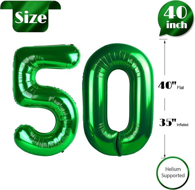 Green Number 50 Balloon 40 Inch - Image 5