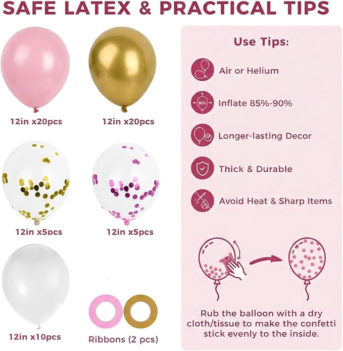 LovesTown Pink Gold and White Balloons - Image 7