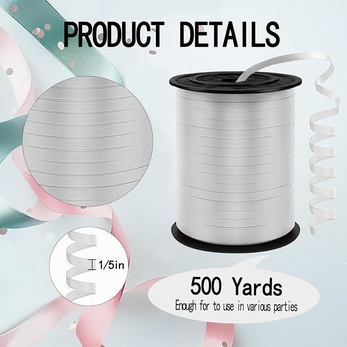 Silver Curling Ribbon, 500 Yards Ribbons - Image 2