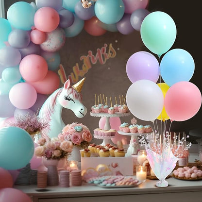6 Set Pastel Birthday Decorations Rainbow Party Table Balloons Centerpiece - Image 5