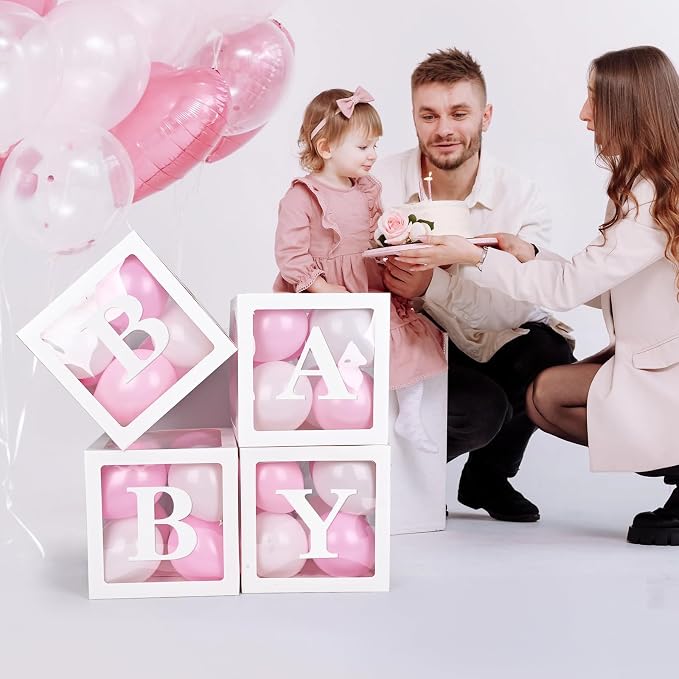 Baby Boxes with 4 Letters, 40 Pink Balloon - Image 5