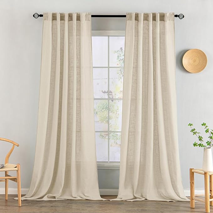 MIULEE Linen Curtains 52x96 Inch Length 2 Panels by MIULEE