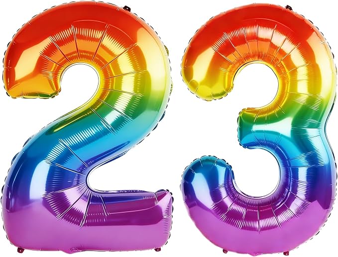 40 Inch Number 23 Balloons for 23rd Birthday Party Decorations, 0-100 Rainbow by FOBELEC