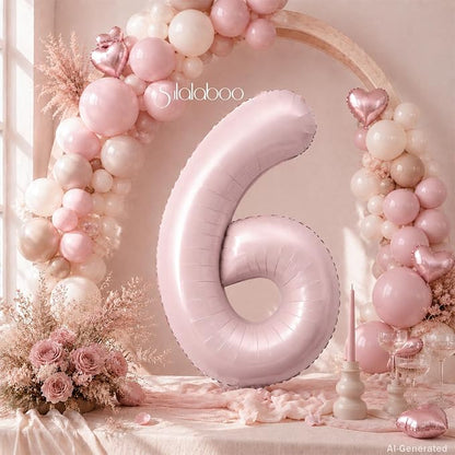 40 Inch Light Pink Number 6 Foil Big 0-9 Giant Digital Balloon | 6th - Image 2