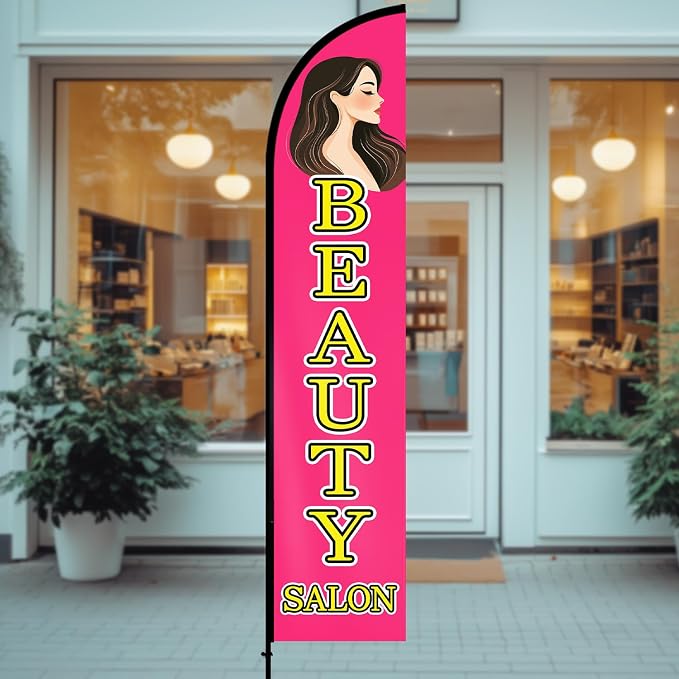 Beauty Salon Feather Flag, 11.2x2.3Ft, Advertising Banner - Image 2