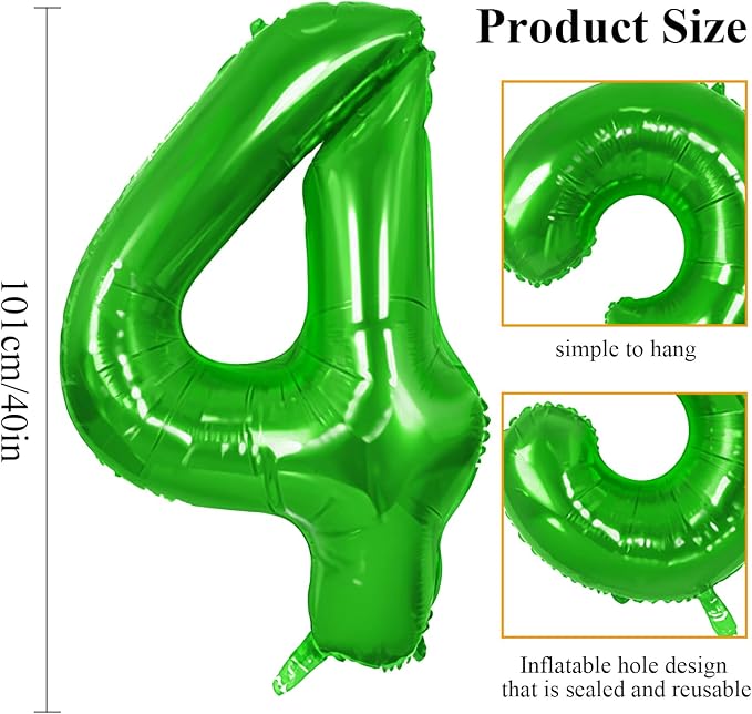 Number 4 Balloons for 4th Birthday Party Decorations, 0-100 Large No.4 Balloons - Image 2