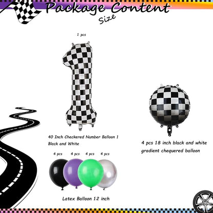 Monster Truck Birthday Party Theme 40 Inch Checkered Number Balloon 1 | - Image 2