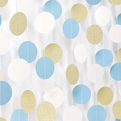 Light-Dusty Blue Beige-Gold Boho Party-Decorations - 64Ft Men Boy Birthday by OURUOLA