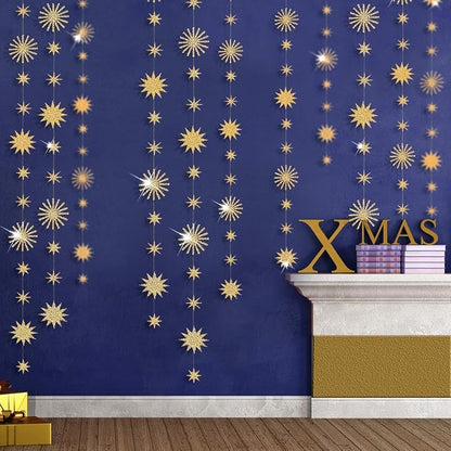 pinkblume Gold Star Party Decorations Kit Sparking Twinkle Star Garland Glitter - Image 3