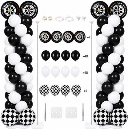 Skylety 2 Sets Race Car Balloon Column Stand Kit Adjustable Race Car Black by Skylety