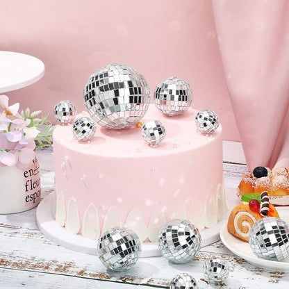 MTLEE 20 Pcs Disco Balls Decoration Mirror Disco Ball Assorted Silver Hanging - Image 2