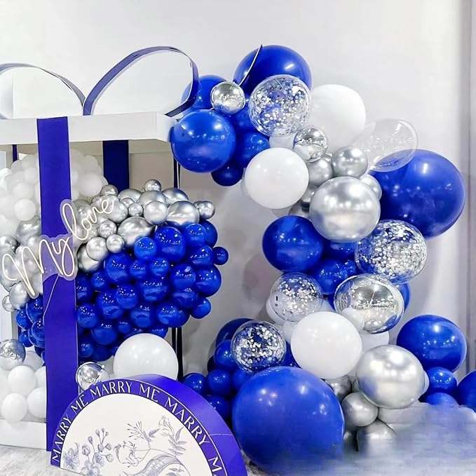 MEBAY Blue Silver Black Balloons Garland Arch Kit - Image 6