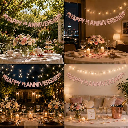 Happy Anniversary Banner, Wedding Anniversary Party Decorations Supplies - Image 6