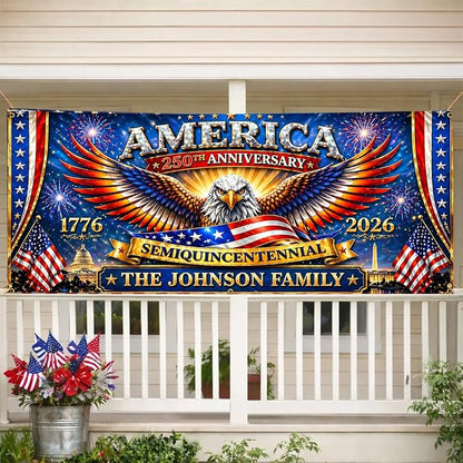 Personalized 250 Years of Freedom USA Banner 1776-2026, Patriotic American - Image 3