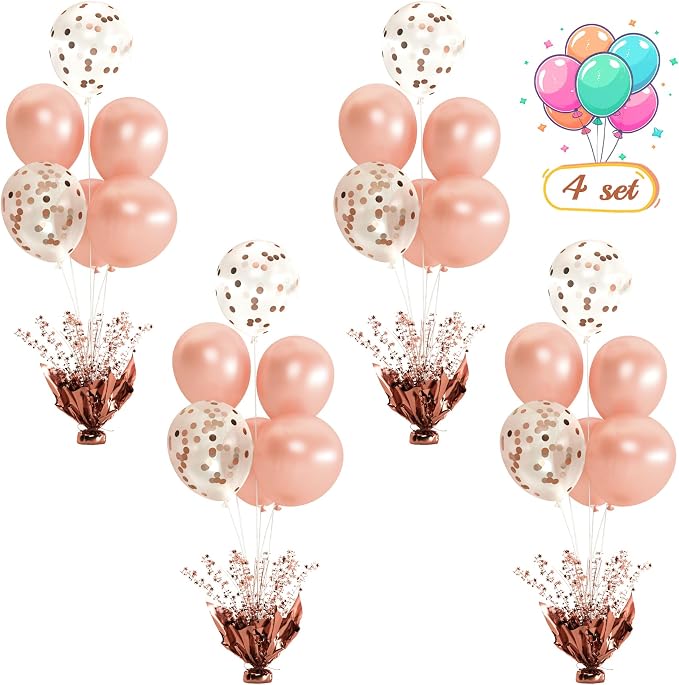 4 Set Rose Gold Table Balloons Foil Spray Centerpiece by Suppromo
