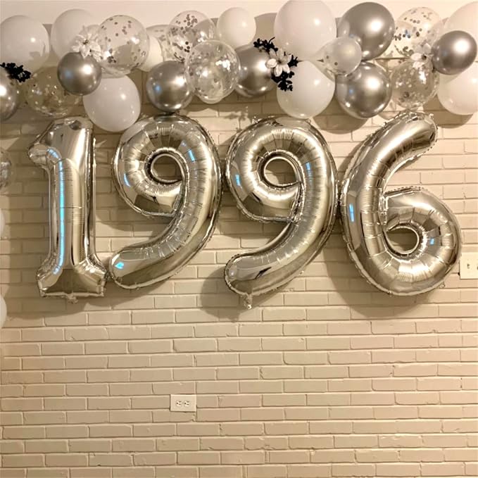 40" Silver Number 6 Balloon for Girls Boys, Large Self Inflating Helium Foil - Image 6