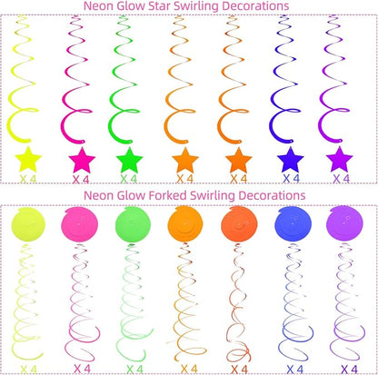56 Pieces UV Hanging Swirls Decorations Paper Neon Streamer - Image 5